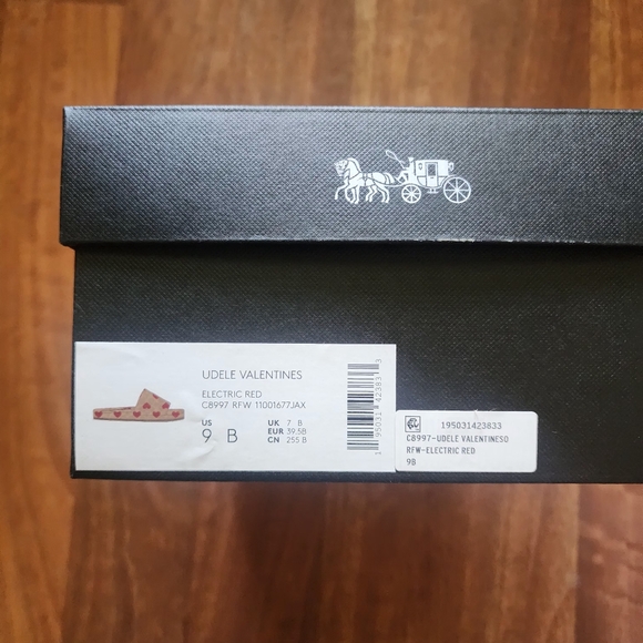 Coach Udele tan Sport Slide With red Heart Print sz 9 NWB SOLD OUT - Picture 6 of 9